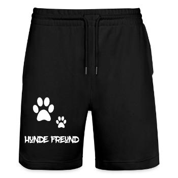 Hundefreund - Stanley/Stella Unisex Bio Joggingshorts Trainer  - Schwarz - Vorne - Nik (191cm) & Marisol (170cm)