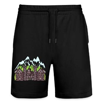 Autriche Château médiéval Forteresse Chevaliers fantastiques - Short de jogging bio TRAINER Stanley/Stella unisexe - noir - Devant - Nik (191cm) & Marisol (170cm)