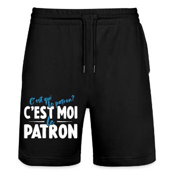 C'est Qui Le Patron C'est Moi Le Patron - Short de jogging bio TRAINER Stanley/Stella unisexe - noir - Devant - Nik (191cm) & Marisol (170cm)
