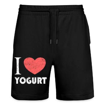 I love yogurt - Stanley/Stella Unisex Bio Joggingshorts Trainer  - Schwarz - Vorne - Nik (191cm) & Marisol (170cm)