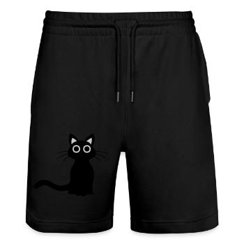 Mignon chat noir - Short de jogging bio TRAINER Stanley/Stella unisexe - noir - Devant - Nik (191cm) & Marisol (170cm)