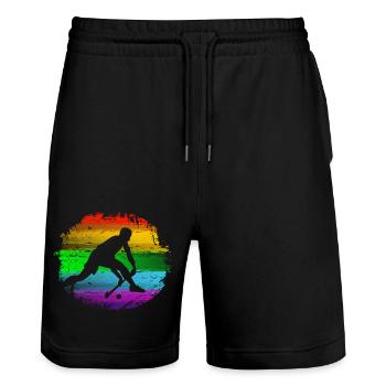 Hockey - Stanley/Stella Trainer Unisex Organic Jogging Shorts - black - Front - Nik (191cm) & Marisol (170cm)