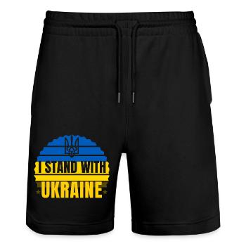 i stand with ukraine - Short de jogging bio TRAINER Stanley/Stella unisexe - noir - Devant - Nik (191cm) & Marisol (170cm)