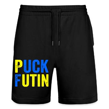 Puck futin - Stanley/Stella Trainer Unisex Organic Jogging Shorts - black - Front - Nik (191cm) & Marisol (170cm)