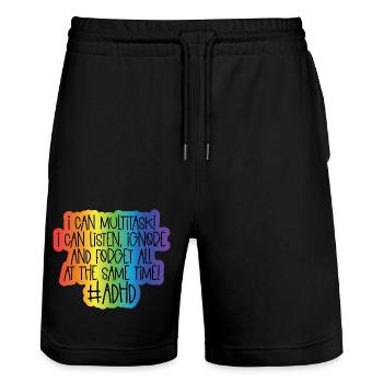 ADHS - Stanley/Stella Unisex Bio Joggingshorts Trainer  - Schwarz - Vorne - Nik (191cm) & Marisol (170cm)