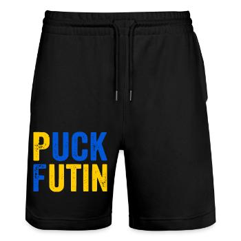 Puck futin - Stanley/Stella Trainer Unisex Organic Jogging Shorts - black - Front - Nik (191cm) & Marisol (170cm)