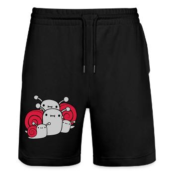 Parents Children Snails - Stanley/Stella Trainer Unisex Organic Jogging Shorts - black - Front - Nik (191cm) & Marisol (170cm)