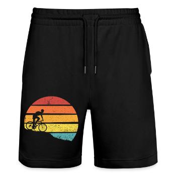 Cycliste Rétro - Short de jogging bio TRAINER Stanley/Stella unisexe - noir - Devant - Nik (191cm) & Marisol (170cm)