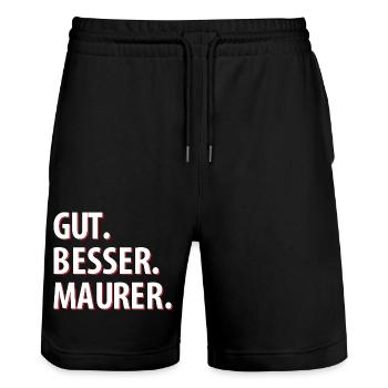 Gut Besser Maurer - Stanley/Stella Unisex Bio Joggingshorts Trainer  - Schwarz - Vorne - Nik (191cm) & Marisol (170cm)