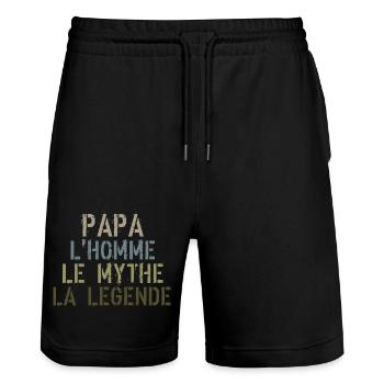 Papa l'Homme le Mythe la Légende - Short de jogging bio TRAINER Stanley/Stella unisexe - noir - Devant - Nik (191cm) & Marisol (170cm)