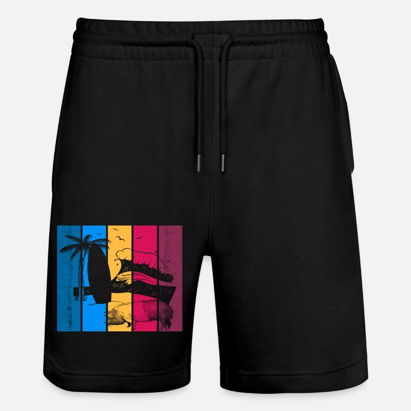 Pig Surfboard Surfboard Surfer Beach - Short de jogging bio TRAINER Stanley/Stella unisexe - noir
