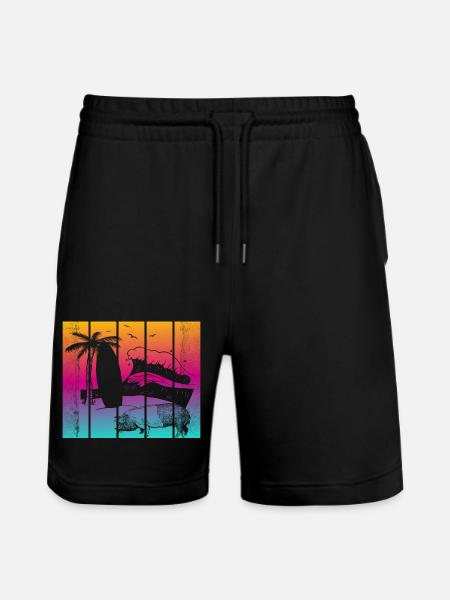 Pig Surfboard Surfboard Surfer Beach - Stanley/Stella Trainer Unisex Organic Jogging Shorts - black