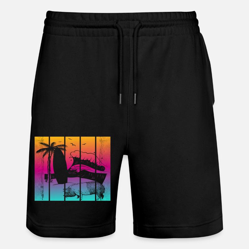 Pig Surfboard Surfboard Surfer Beach - Short de jogging bio TRAINER Stanley/Stella unisexe - noir