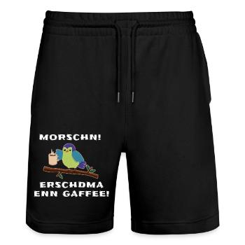 Sachsen Gaffee - Stanley/Stella Unisex Bio Joggingshorts Trainer  - Schwarz - Vorne - Nik (191cm) & Marisol (170cm)
