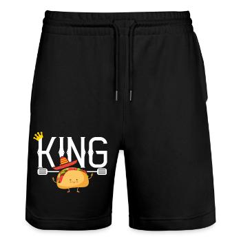 king taco tacos Mexican cuisine - Stanley/Stella Trainer Unisex Organic Jogging Shorts - black - Front - Nik (191cm) & Marisol (170cm)