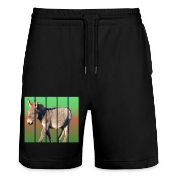Esel - Stanley/Stella Unisex Bio Joggingshorts Trainer  - Schwarz - Vorne - Nik (191cm) & Marisol (170cm)