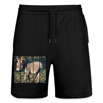 Esel - Stanley/Stella Unisex Bio Joggingshorts Trainer  - Schwarz - Vorne - Nik (191cm) & Marisol (170cm)