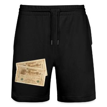 Geld Vintage - Stanley/Stella Unisex Bio Joggingshorts Trainer  - Schwarz - Vorne - Nik (191cm) & Marisol (170cm)