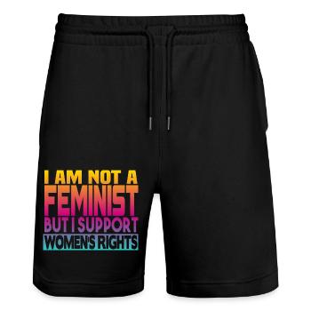 Unterstützt Frauenrechte - Stanley/Stella Unisex Bio Joggingshorts Trainer  - Schwarz - Vorne - Nik (191cm) & Marisol (170cm)