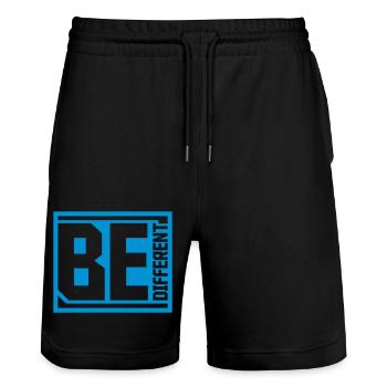 Be different Logo Design - Stanley/Stella Trainer Unisex Organic Jogging Shorts - black - Front - Nik (191cm) & Marisol (170cm)