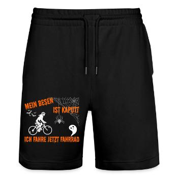 Fahrrad Mountainbike Hobby Fahrradfahren - Stanley/Stella Unisex Bio Joggingshorts Trainer  - Schwarz - Vorne - Nik (191cm) & Marisol (170cm)