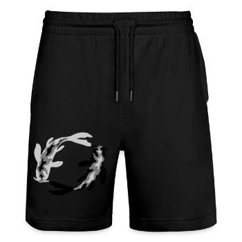 Kreis Design 2 Koi - Stanley/Stella Unisex Bio Joggingshorts Trainer  - Schwarz - Vorne - Nik (191cm) & Marisol (170cm)