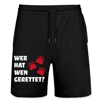 Tierschutz Hund - Stanley/Stella Unisex Bio Joggingshorts Trainer  - Schwarz - Vorne - Nik (191cm) & Marisol (170cm)