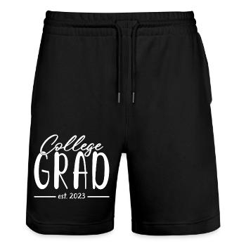 College Grad Est. 2023 Abschlussfeier - Stanley/Stella Unisex Bio Joggingshorts Trainer  - Schwarz - Vorne - Nik (191cm) & Marisol (170cm)