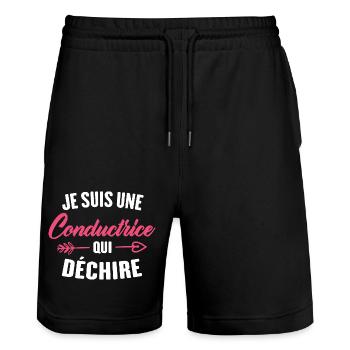 Je Suis Une Conductrice Qui Déchire - Short de jogging bio TRAINER Stanley/Stella unisexe - noir - Devant - Nik (191cm) & Marisol (170cm)