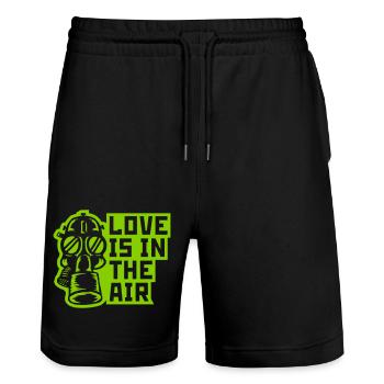 Gas mask love in air - Stanley/Stella Trainer Unisex Organic Jogging Shorts - black - Front - Nik (191cm) & Marisol (170cm)