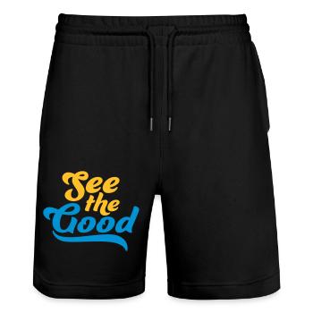 see the good quote - Stanley/Stella Trainer Unisex Organic Jogging Shorts - black - Front - Nik (191cm) & Marisol (170cm)