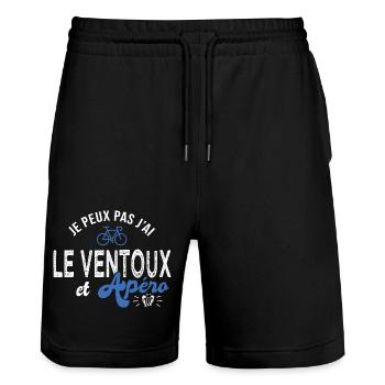je peux pas j ai le ventoux cadeau cool vélo - Short de jogging bio TRAINER Stanley/Stella unisexe - noir - Devant - Nik (191cm) & Marisol (170cm)