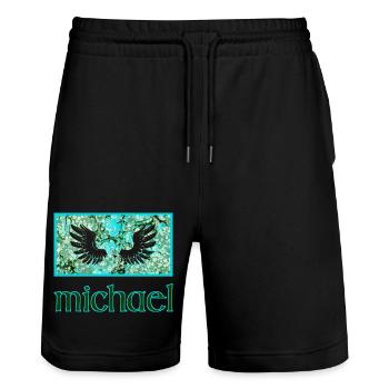 michael e 248 - Stanley/Stella Unisex Bio Joggingshorts Trainer  - Schwarz - Vorne - Nik (191cm) & Marisol (170cm)
