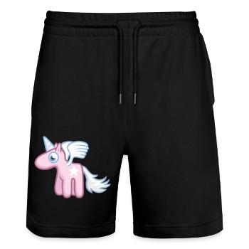 Angel the SkyPony - Ange pony - Short de jogging bio TRAINER Stanley/Stella unisexe - noir - Devant - Nik (191cm) & Marisol (170cm)