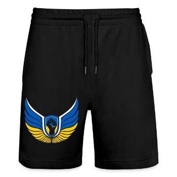 Ukraine Logo - Stanley/Stella Unisex Bio Joggingshorts Trainer  - Schwarz - Vorne - Nik (191cm) & Marisol (170cm)
