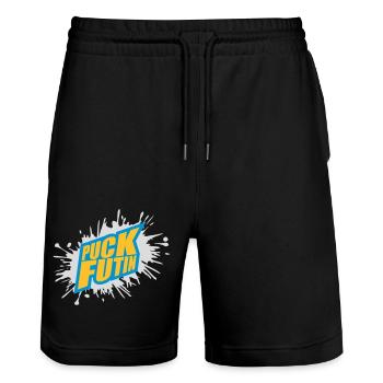 Conception du logo Puck Futin - Short de jogging bio TRAINER Stanley/Stella unisexe - noir - Devant - Nik (191cm) & Marisol (170cm)
