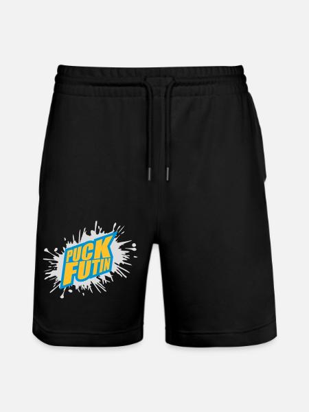 puck futin logo design - Stanley/Stella Trainer Unisex Organic Jogging Shorts - black