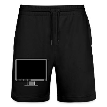Icon Logo Computer Bildschirm - Stanley/Stella Unisex Bio Joggingshorts Trainer  - Schwarz - Vorne - Nik (191cm) & Marisol (170cm)