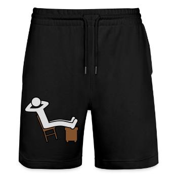Man rests - Stanley/Stella Trainer Unisex Organic Jogging Shorts - black - Front - Nik (191cm) & Marisol (170cm)