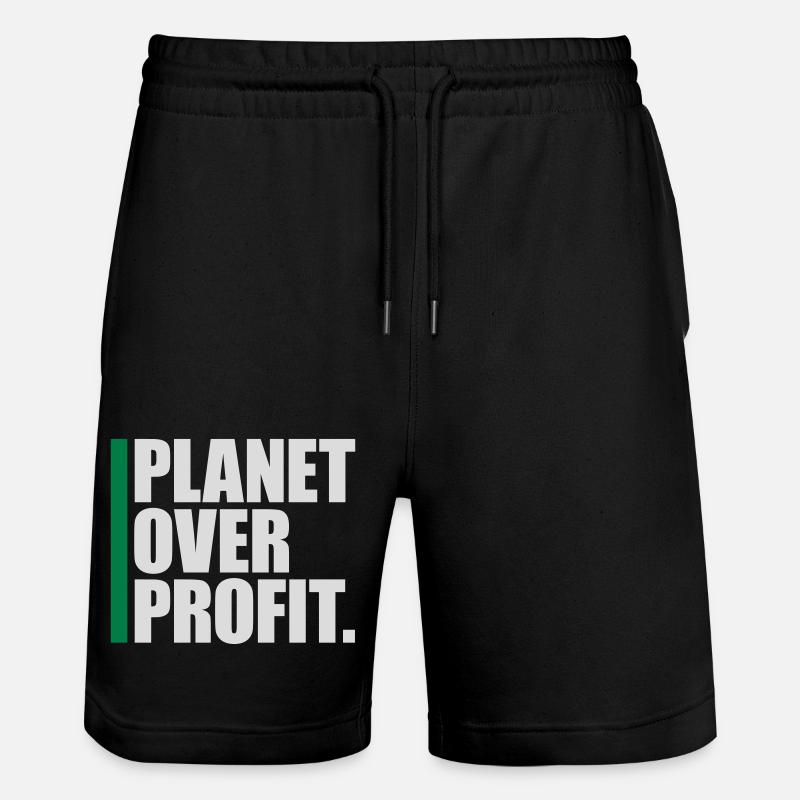 planet over profit quote - Stanley/Stella Trainer Unisex Organic Jogging Shorts - black