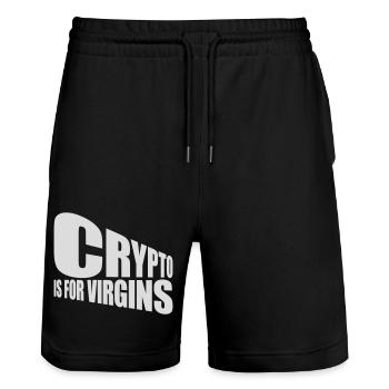 crypto is for virgins - Stanley/Stella Trainer Unisex Organic Jogging Shorts - black - Front - Nik (191cm) & Marisol (170cm)