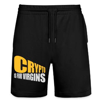 crypto is for virgins - Stanley/Stella Trainer Unisex Organic Jogging Shorts - black - Front - Nik (191cm) & Marisol (170cm)