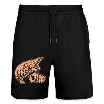 Coole Schuppentierskizze Grafik Wildlife Kreatur - Stanley/Stella Unisex Bio Joggingshorts Trainer  - Schwarz - Vorne - Nik (191cm) & Marisol (170cm)