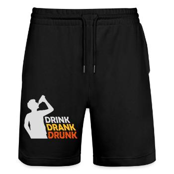 drink drank drunk Zitat - Stanley/Stella Unisex Bio Joggingshorts Trainer  - Schwarz - Vorne - Nik (191cm) & Marisol (170cm)