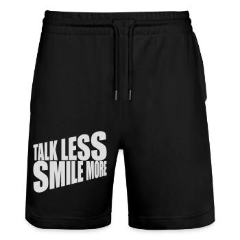 talk less smile more - Stanley/Stella Trainer Unisex Organic Jogging Shorts - black - Front - Nik (191cm) & Marisol (170cm)
