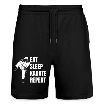 Karate Hapkido Aikido Kampfkunst Kampfsport Judo - Stanley/Stella Unisex Bio Joggingshorts Trainer  - Schwarz - Vorne - Nik (191cm) & Marisol (170cm)