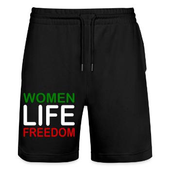 Women life freedom - Stanley/Stella Unisex Bio Joggingshorts Trainer  - Schwarz - Vorne - Nik (191cm) & Marisol (170cm)