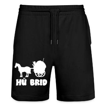 Pferdekutsche Hü Brid Hybrid Auto Pferd - Stanley/Stella Unisex Bio Joggingshorts Trainer  - Schwarz - Vorne - Nik (191cm) & Marisol (170cm)