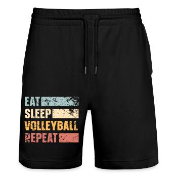 Volleyball - Stanley/Stella Trainer Unisex Organic Jogging Shorts - black - Front - Nik (191cm) & Marisol (170cm)