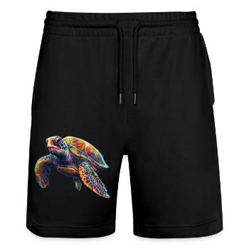 Tortue de mer aux couleurs vives tortue - Short de jogging bio TRAINER Stanley/Stella unisexe - noir - Devant - Nik (191cm) & Marisol (170cm)